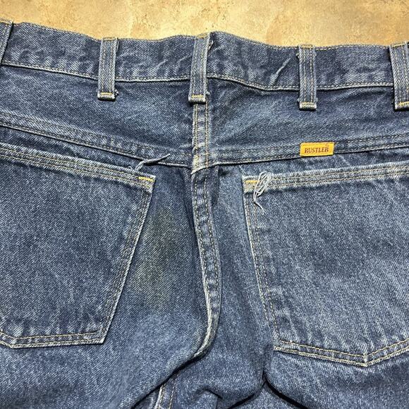 Vintage 70s Rustler Dark Wash Talon Tapered Leg Jeans 30x28 - Picture 3 of 5